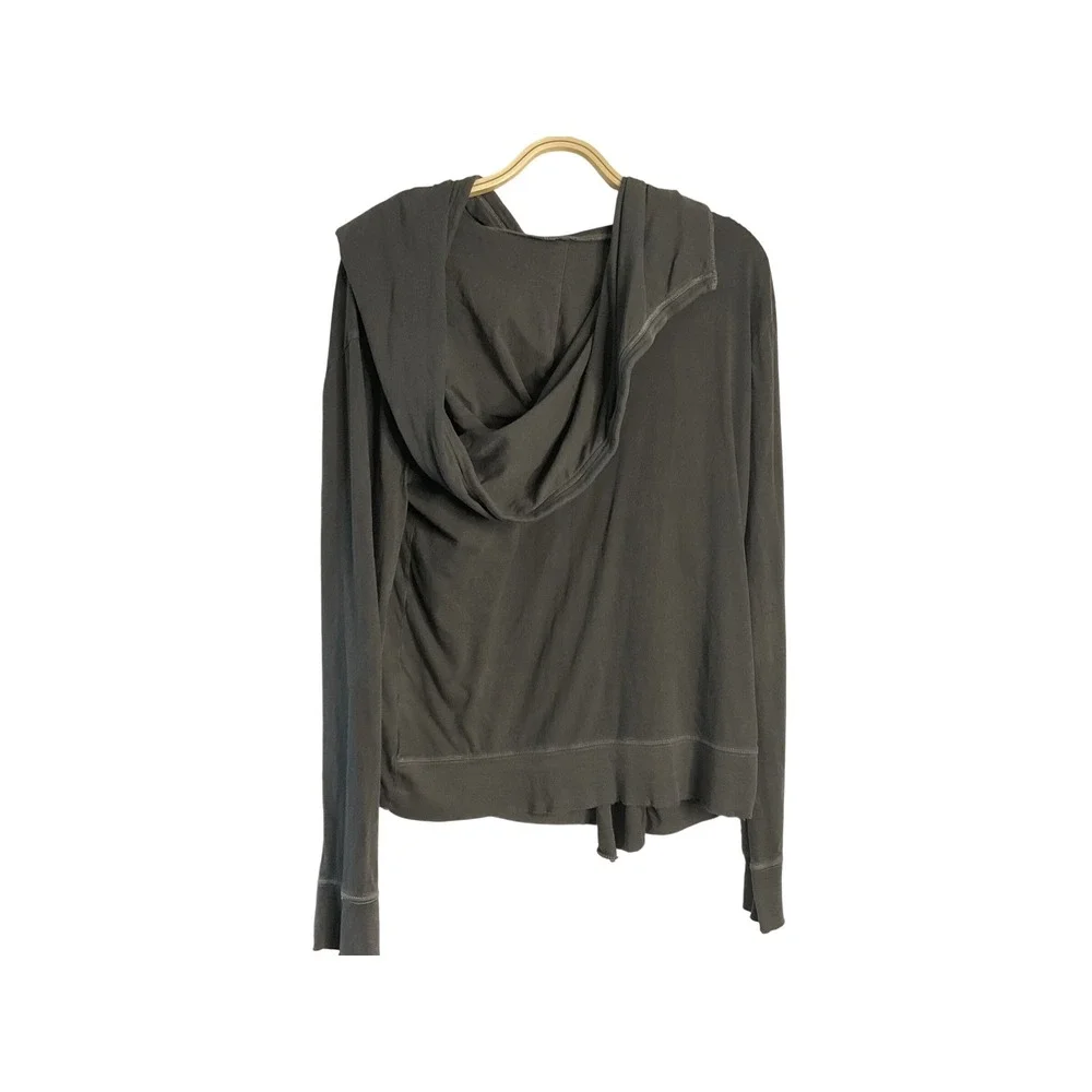 Free People We The Free Bond Cardigan Charcoal Grey Asymmetrical Wrap Hooded S